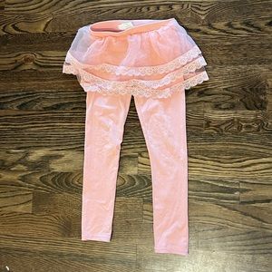 Emma & Elsa girls light pink leggings with lace skirt